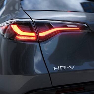 2027 Honda HR-V EX-L in Modern Steel Metallic rear view close up of the LED taillight and badge (Subcompact Crossover SUV).